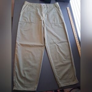 Zara Khaki Tan Barrel Leg Pants Sz 10 New No Tags Cropped